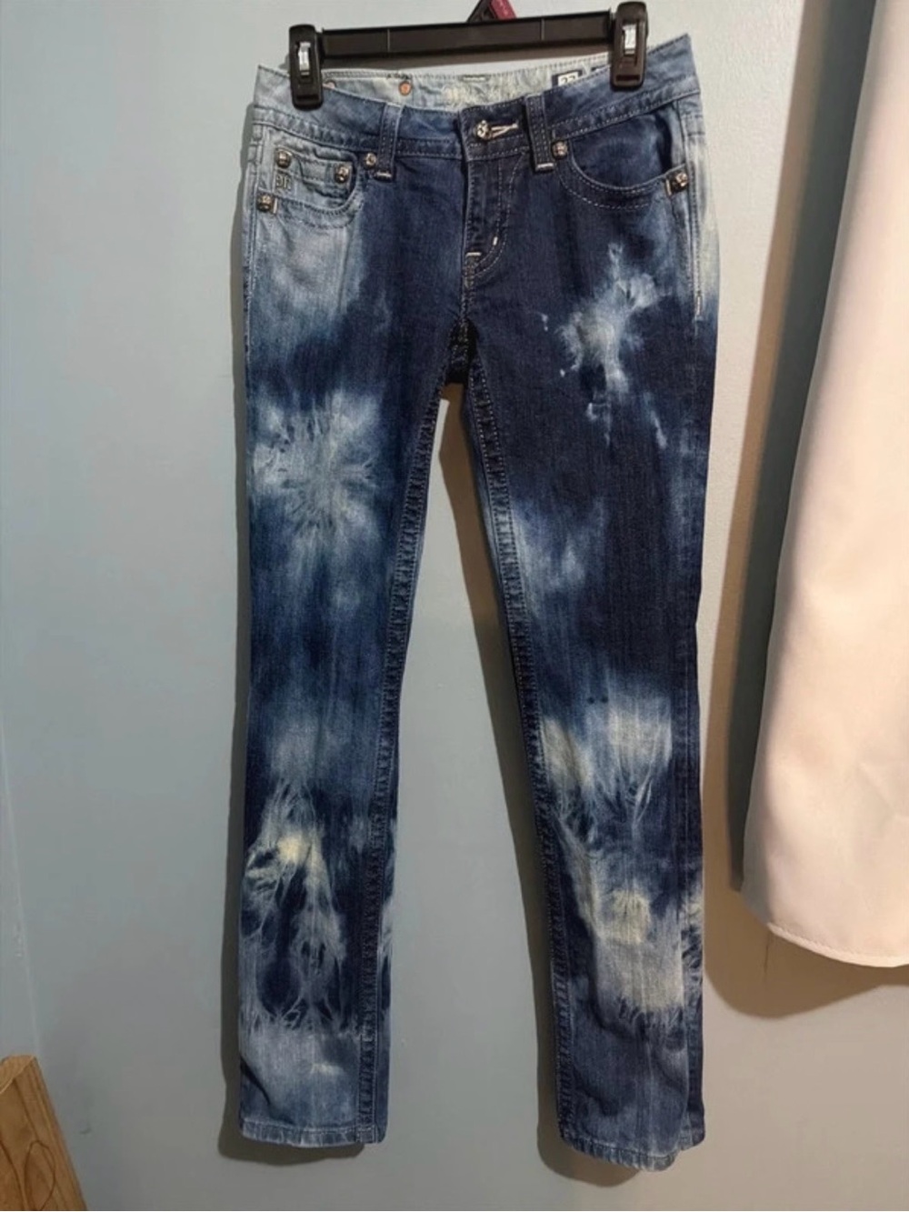Miss Me Blue Tie-Dye Straight Leg Jeans